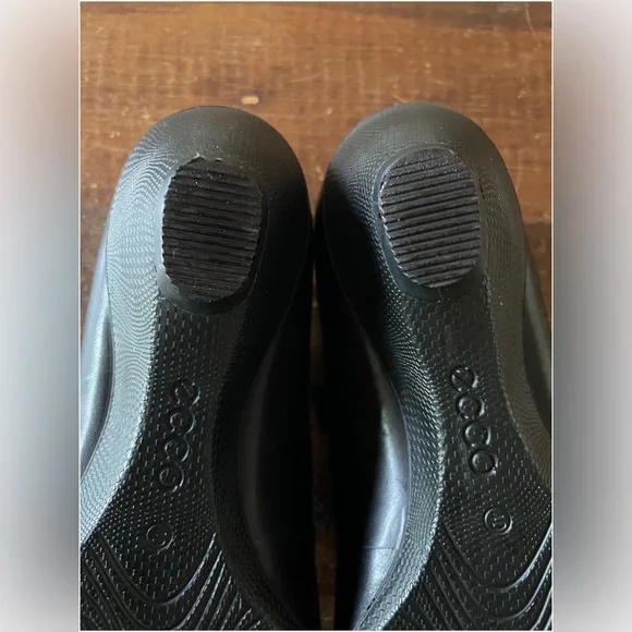 Ecco Mary Janes Womens Black Leather Heels Sculptured Lace Up size 40 US 9 - Picture 3 of 5